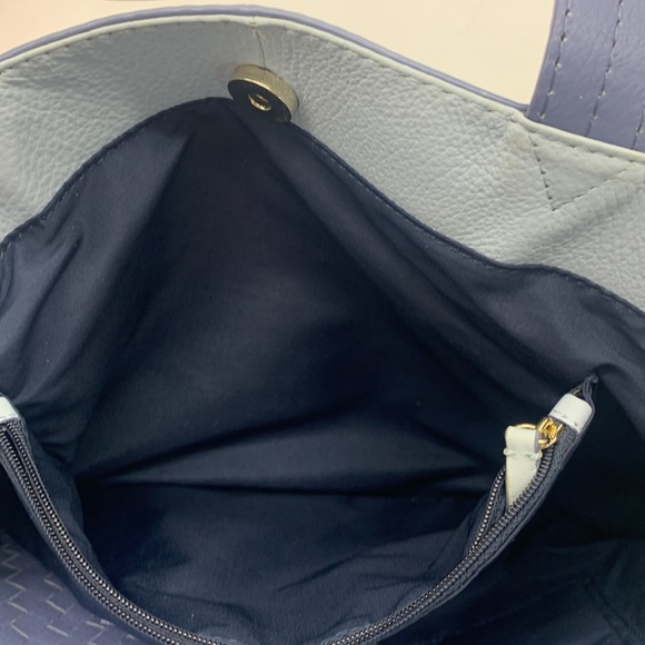 Cole Haan Light Blue Periwinkle Leather Tote Bag with leather pouch - Picture 9 of 14